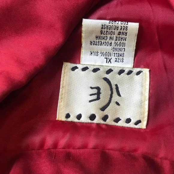 ICE Red 100% Silk Lined Beads Women Blouse size Xl - Picture 4 of 8